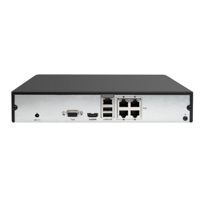 Grabador NVR IP 4CH 4POE 4MP 40/60Mbps mini 1U HDMI/VGA simultánea 1HDD Hikvision