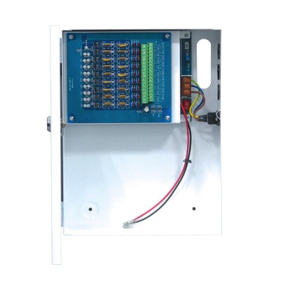 Alimentation CCTV 13,8 V 10 A 9 sorties Connexion batterie 7-20 Ah (non incluse) Folksafe