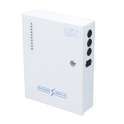 Alimentation CCTV 13,8 V 10 A 9 sorties Connexion batterie 7-20 Ah (non incluse) Folksafe