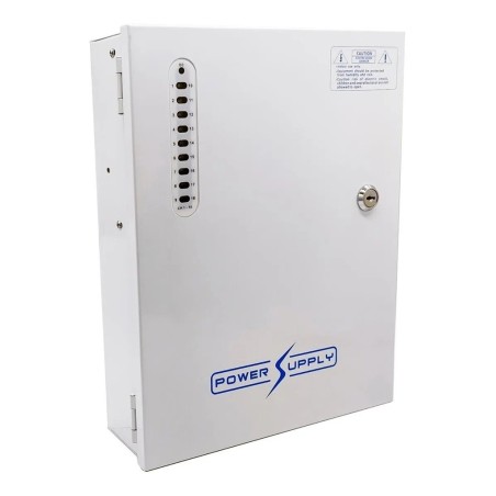 Alimentation CCTV 13,8 V 20 A 18 sorties Connexion batterie 7-20 Ah (non incluse) Folksafe
