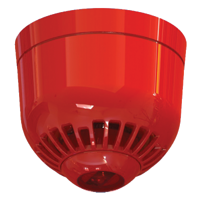 Sirena Convencional Aritech de policarbonato para interior. Montaje en techo. Lámpara lanzadestellos rojo 85 a 97 dB